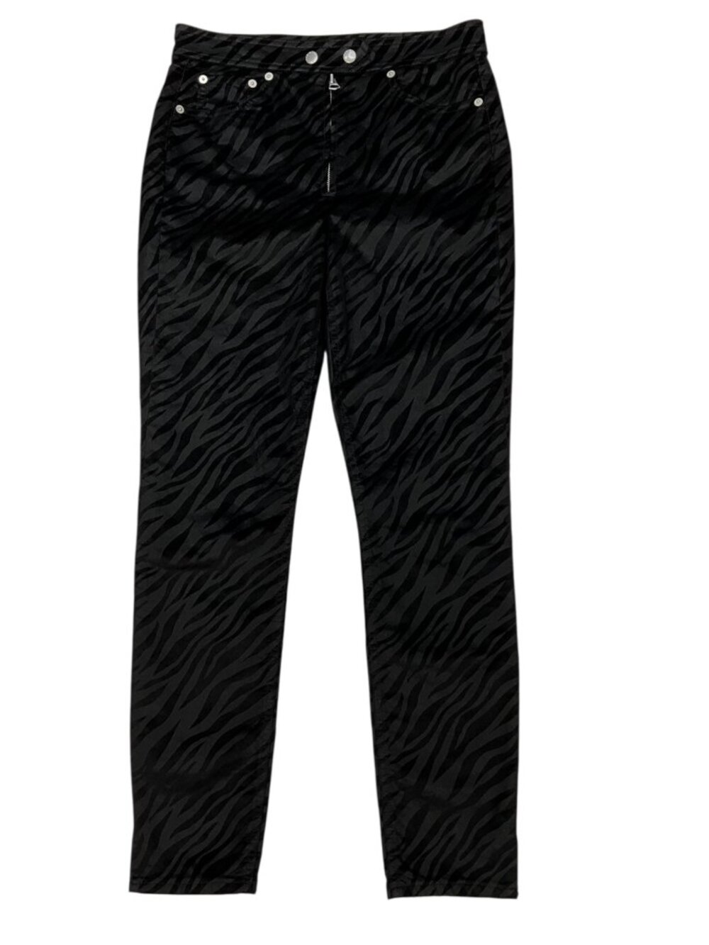 Rag and Bone Nina High Rise Striped Ankle Skinny Jean 27 Black ALTERED CUFFS